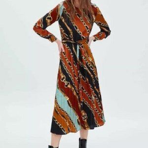 Zara Chain Link Print Silky Dress